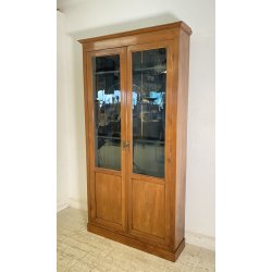 ANTICA LIBRERIA VETRINA LEGNO NOCE 2 ANTE CREDENZA PRIMI 1900 ARMADIO CRISTALLI