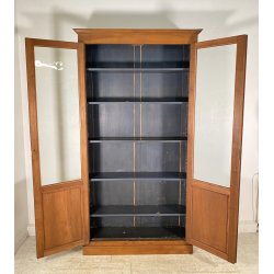 ANTICA LIBRERIA VETRINA LEGNO NOCE 2 ANTE CREDENZA PRIMI 1900 ARMADIO CRISTALLI