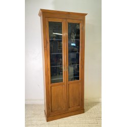 ANTICA LIBRERIA VETRINA LEGNO NOCE 2 ANTE CREDENZA PRIMI 1900 ARMADIO CRISTALLI