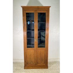 ANTICA LIBRERIA VETRINA LEGNO NOCE 2 ANTE CREDENZA PRIMI 1900 ARMADIO CRISTALLI