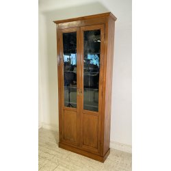 ANTICA LIBRERIA VETRINA LEGNO NOCE 2 ANTE CREDENZA PRIMI 1900 ARMADIO CRISTALLI