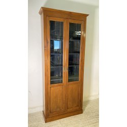 ANTICA LIBRERIA VETRINA LEGNO NOCE 2 ANTE CREDENZA PRIMI 1900 ARMADIO CRISTALLI