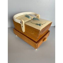 CESTINO DA CUCITO GIOCATTOLO Sarzi VINTAGE IN LEGNO E PLASTICA PORTA LAVORO '60