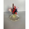 SCULTURA VETRO Murano SOMMERSO TRASPARENTE FOGLIA ORO GALLO 12,5 cm/h '50
