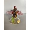SCULTURA VETRO Murano SOMMERSO TRASPARENTE FOGLIA ORO GALLO 12,5 cm/h '50