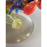 SCULTURA VETRO Murano SOMMERSO TRASPARENTE FOGLIA ORO GALLO 12,5 cm/h '50