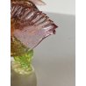 SCULTURA VETRO Murano SOMMERSO TRASPARENTE FOGLIA ORO GALLO 12,5 cm/h '50