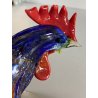 SCULTURA VETRO Murano SOMMERSO TRASPARENTE FOGLIA ORO GALLO 12,5 cm/h '50