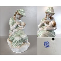 STATUINA PORCELLANA Herend 5426 FIGURA MATERNITA MOTHERHOOD 20 cm/h EPOCA 1941