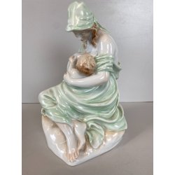 STATUINA PORCELLANA Herend 5426 FIGURA MATERNITA MOTHERHOOD 20 cm/h EPOCA 1941