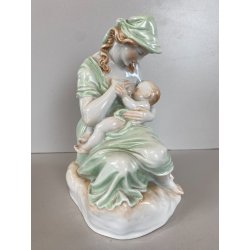 STATUINA PORCELLANA Herend 5426 FIGURA MATERNITA MOTHERHOOD 20 cm/h EPOCA 1941