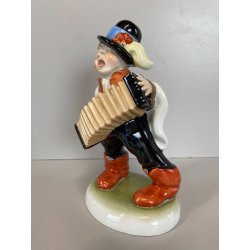 STATUINA PORCELLANA Herend 5422 FIGURA MUSICISTA di STRADA FISARMONICA 20 cm/h