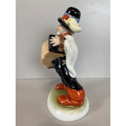 STATUINA PORCELLANA Herend 5422 FIGURA MUSICISTA di STRADA FISARMONICA 20 cm/h