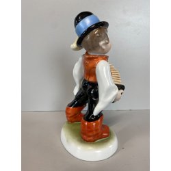 STATUINA PORCELLANA Herend 5422 FIGURA MUSICISTA di STRADA FISARMONICA 20 cm/h