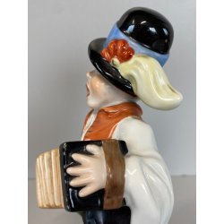 STATUINA PORCELLANA Herend 5422 FIGURA MUSICISTA di STRADA FISARMONICA 20 cm/h