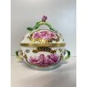 ANTICA TAZZA da BRODO CON COPERCHIO PORCELLANA SP Dresden SCENE PUTTI '800/'900