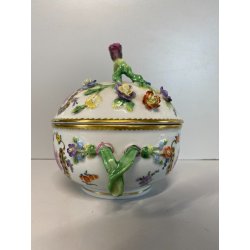 ANTICA TAZZA da BRODO CON COPERCHIO PORCELLANA SP Dresden SCENE PUTTI '800/'900