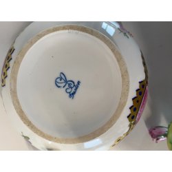 ANTICA TAZZA da BRODO CON COPERCHIO PORCELLANA SP Dresden SCENE PUTTI '800/'900
