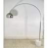 LAMPADA TERRA AD ARCO PIANTANA DESIGN ANNI 70 METALLO CROMATO MARMO FLOOR LAMP