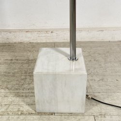 LAMPADA TERRA AD ARCO PIANTANA DESIGN ANNI 70 METALLO CROMATO MARMO FLOOR LAMP