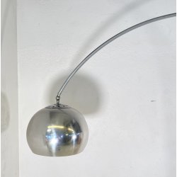 LAMPADA TERRA AD ARCO PIANTANA DESIGN ANNI 70 METALLO CROMATO MARMO FLOOR LAMP