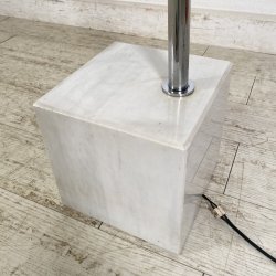 LAMPADA TERRA AD ARCO PIANTANA DESIGN ANNI 70 METALLO CROMATO MARMO FLOOR LAMP