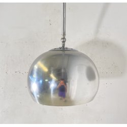 LAMPADA TERRA AD ARCO PIANTANA DESIGN ANNI 70 METALLO CROMATO MARMO FLOOR LAMP