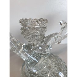 SCULTURA PORTACANDELA UCCELLINI RAMO VETRO Murano TRASPARENTE BULLICANTE '30/'40