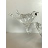 SCULTURA PORTACANDELA UCCELLINI RAMO VETRO Murano TRASPARENTE BULLICANTE '30/'40