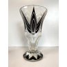 VASO CRISTALLO MOLATO BOHEMIAN CRYSTAL INSERTI NERI ART DECò 23cm/h ANNI '20/'30