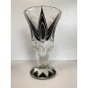 VASO CRISTALLO MOLATO BOHEMIAN CRYSTAL INSERTI NERI ART DECò 23cm/h ANNI '20/'30