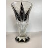 VASO CRISTALLO MOLATO BOHEMIAN CRYSTAL INSERTI NERI ART DECò 23cm/h ANNI '20/'30