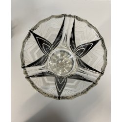 VASO CRISTALLO MOLATO BOHEMIAN CRYSTAL INSERTI NERI ART DECò 23cm/h ANNI '20/'30