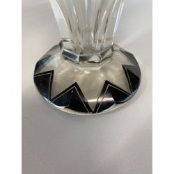 VASO CRISTALLO MOLATO BOHEMIAN CRYSTAL INSERTI NERI ART DECò 23cm/h ANNI '20/'30