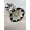 VASO CRISTALLO MOLATO BOHEMIAN CRYSTAL INSERTI NERI ART DECò 23cm/h ANNI '20/'30