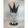VASO CRISTALLO MOLATO BOHEMIAN CRYSTAL INSERTI NERI ART DECò 23cm/h ANNI '20/'30