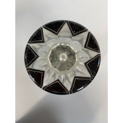 VASO CRISTALLO MOLATO BOHEMIAN CRYSTAL INSERTI NERI ART DECò 23cm/h ANNI '20/'30