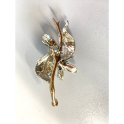 SCULTURA DA APPOGGIO RAMO FIORITO ARGENTO PUNZONATO Elthon SMALTO POLICROMO '70
