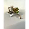 SCULTURA DA APPOGGIO RAMO FIORITO ARGENTO PUNZONATO Elthon SMALTO POLICROMO '70