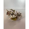 SCULTURA DA APPOGGIO RAMO FIORITO ARGENTO PUNZONATO FIRMATO SMALTO POLICROMO '70