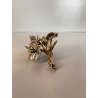 SCULTURA DA APPOGGIO RAMO FIORITO ARGENTO PUNZONATO FIRMATO SMALTO POLICROMO '70