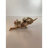 SCULTURA DA APPOGGIO RAMO FIORITO ARGENTO PUNZONATO FIRMATO SMALTO POLICROMO '70
