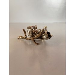 SCULTURA DA APPOGGIO RAMO FIORITO ARGENTO PUNZONATO FIRMATO SMALTO POLICROMO '70