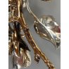 SCULTURA DA APPOGGIO RAMO FIORITO ARGENTO PUNZONATO FIRMATO SMALTO POLICROMO '70
