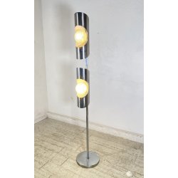 LAMPADA DA TERRA PIANTANA SPACE AGE DESIGN ANNI 70 ACCIAIO CROMATO FLOOR LAMP