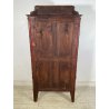 ANTICA VETRINA CRISTALLIERA LEGNO BRONZO INTARSIO ANTA STOFFA ROSSA EPOCA '900