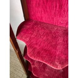 ANTICA VETRINA CRISTALLIERA LEGNO BRONZO INTARSIO ANTA STOFFA ROSSA EPOCA '900