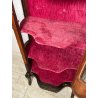 ANTICA VETRINA CRISTALLIERA LEGNO BRONZO INTARSIO ANTA STOFFA ROSSA EPOCA '900