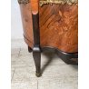 ANTICA VETRINA CRISTALLIERA LEGNO BRONZO INTARSIO ANTA STOFFA ROSSA EPOCA '900