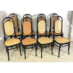 LOTTO 8 SEDIE ITALCOMMA SALA SALOTTO LEGNO FAGGIO ANNI 80 PAGLIA STILE THONET